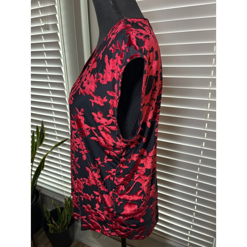 Dear John Yanis Red Black Burnout Velvet Floral Top Dark Romance Soft Grunge S - Picture 9 of 9